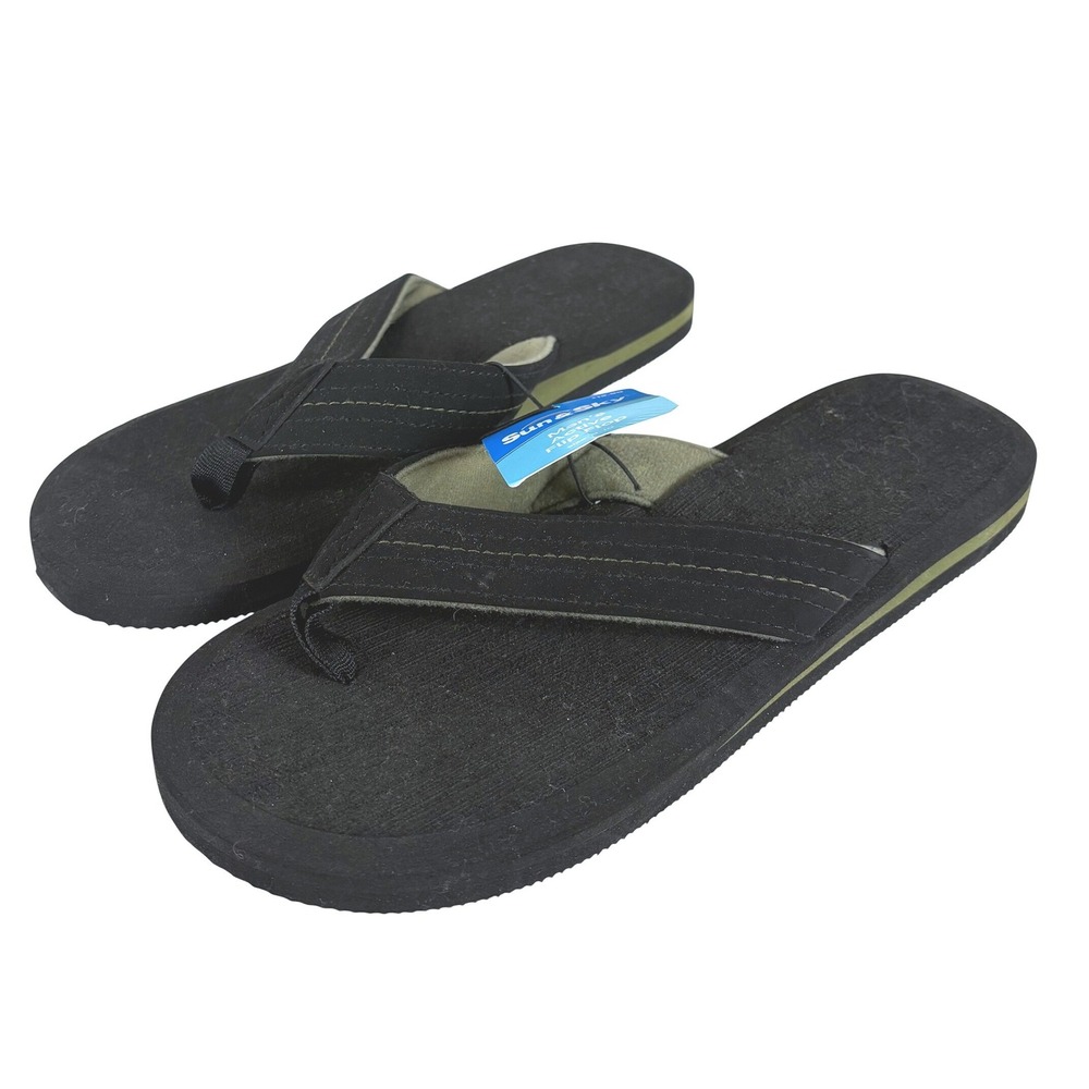Sun & Sky Mens Active Flip Flop Sandals Black Size 9-10 NWT